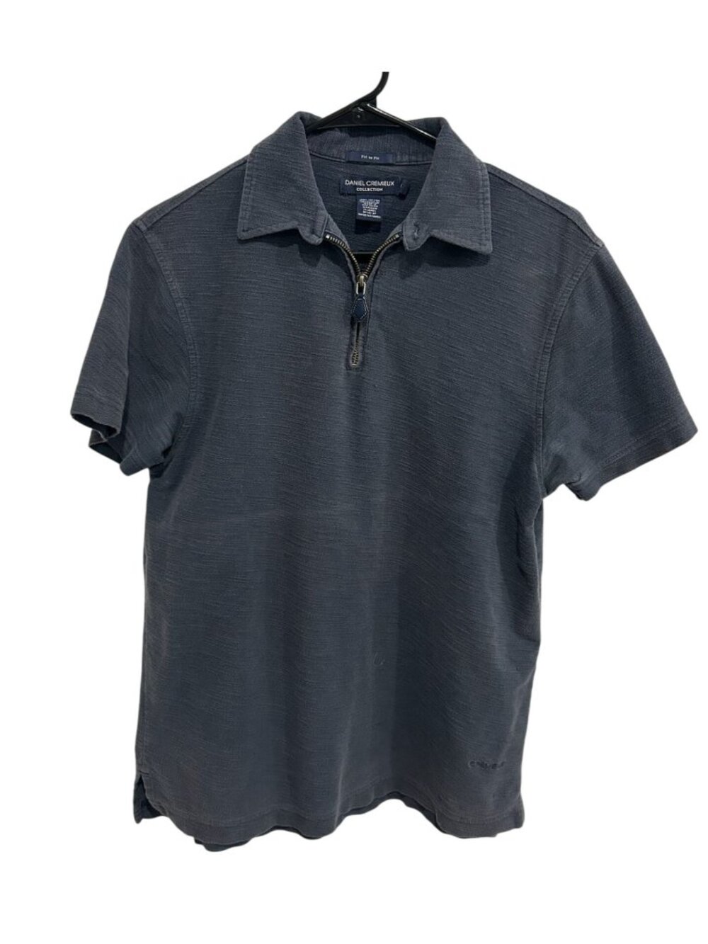 Daniel Cremieux Medium Mens Navy Short Sleeve Quarter Zip Polo Shirt Victorian